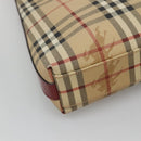 BURBERRY Nova Check Shoulder Bag PVC Beige Silver Auth BA1379-14