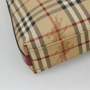 BURBERRY Nova Check Shoulder Bag PVC Beige Silver Auth BA1379-16