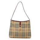 BURBERRY Nova Check Shoulder Bag PVC Beige Silver Auth BA1379-13