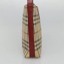 BURBERRY Nova Check Shoulder Bag PVC Beige Silver Auth BA1379-3