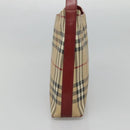 BURBERRY Nova Check Shoulder Bag PVC Beige Silver Auth BA1379-4