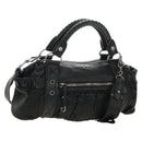 Miu Miu Hand Bag Leather 2way Black Silver Auth BA13790V-1