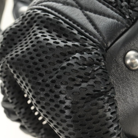 Miu Miu Hand Bag Leather 2way Black Silver Auth BA13790V