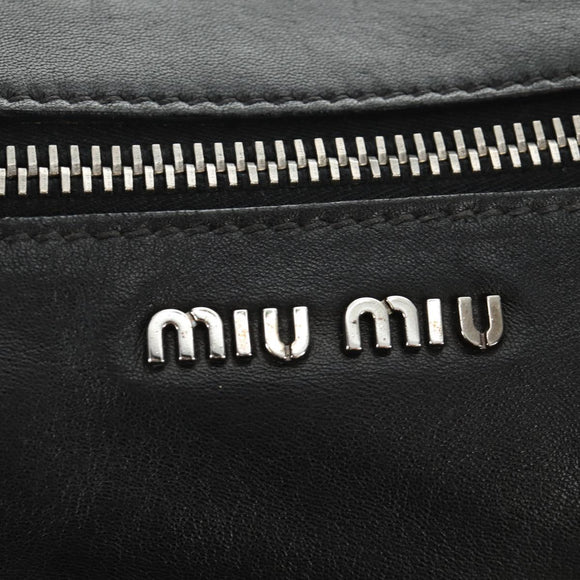 Miu Miu Hand Bag Leather 2way Black Silver Auth BA13790V