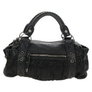 Miu Miu Hand Bag Leather 2way Black Silver Auth BA13790V-2