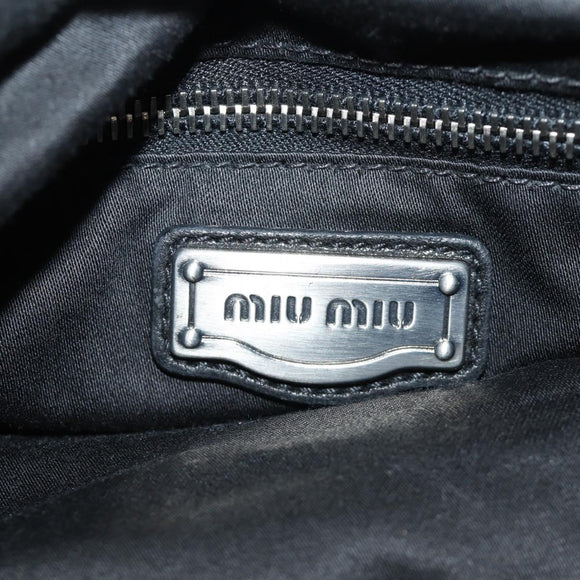Miu Miu Hand Bag Leather 2way Black Silver Auth BA13790V