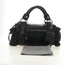 Miu Miu Hand Bag Leather 2way Black Silver Auth BA13790V-27
