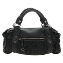Miu Miu Hand Bag Leather 2way Black Silver Auth BA13790V-3