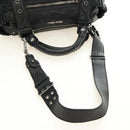 Miu Miu Hand Bag Leather 2way Black Silver Auth BA13790V-9