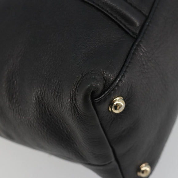 GUCCI Newbrit Tote Bag Leather Black Gold 162094 Auth BA13791V