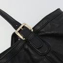 GUCCI Newbrit Tote Bag Leather Black Gold 162094 Auth BA13791V-14