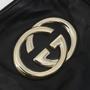 GUCCI Newbrit Tote Bag Leather Black Gold 162094 Auth BA13791V-15