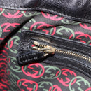 GUCCI Newbrit Tote Bag Leather Black Gold 162094 Auth BA13791V-20