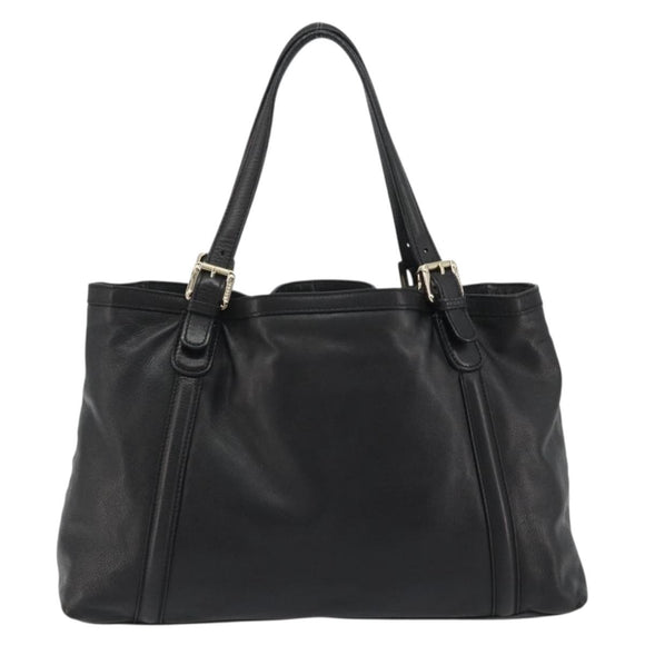 GUCCI Newbrit Tote Bag Leather Black Gold 162094 Auth BA13791V