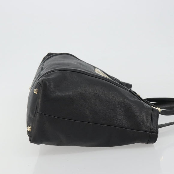 GUCCI Newbrit Tote Bag Leather Black Gold 162094 Auth BA13791V