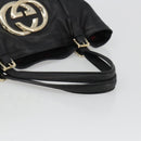 GUCCI Newbrit Tote Bag Leather Black Gold 162094 Auth BA13791V-7