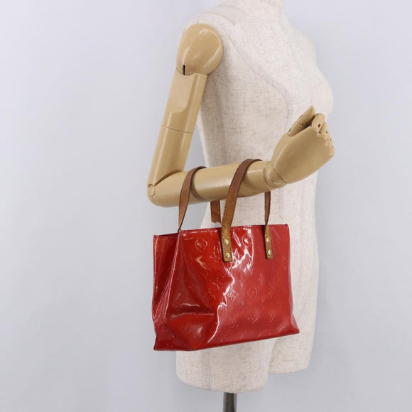 LOUIS VUITTON Monogram Vernis Reade PM Handtas Rood Rouge M91088 LV Auth BA13792