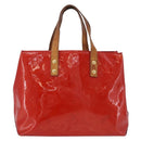 LOUIS VUITTON Monogram Vernis Reade PM Handtas Rood Rouge M91088 LV Auth BA13792-2