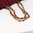 VALENTINO Chain Tote Bag Canvas Red Gold Auth BA13793A-7