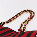 VALENTINO Chain Tote Bag Canvas Red Gold Auth BA13793A-8