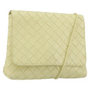 BOTTEGA VENETA INTRECCIATO Shoulder Bag Leather Cream Gold Auth BA13794V-1