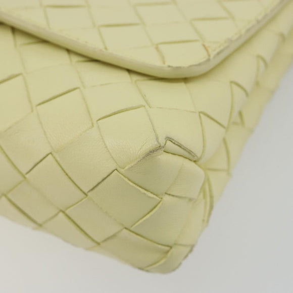 BOTTEGA VENETA INTRECCIATO Shoulder Bag Leather Cream Gold Auth BA13794V