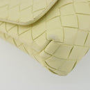 BOTTEGA VENETA INTRECCIATO Shoulder Bag Leather Cream Gold Auth BA13794V-11