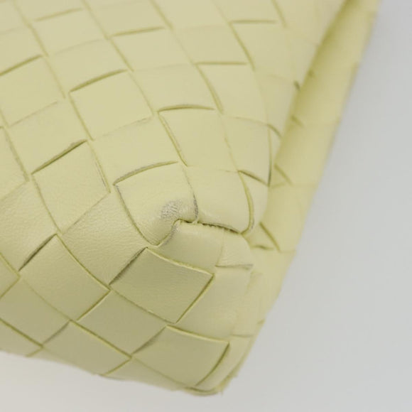 BOTTEGA VENETA INTRECCIATO Shoulder Bag Leather Cream Gold Auth BA13794V