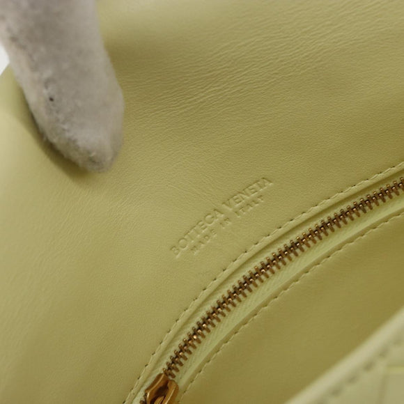 BOTTEGA VENETA INTRECCIATO Shoulder Bag Leather Cream Gold Auth BA13794V
