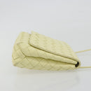 BOTTEGA VENETA INTRECCIATO Shoulder Bag Leather Cream Gold Auth BA13794V-4