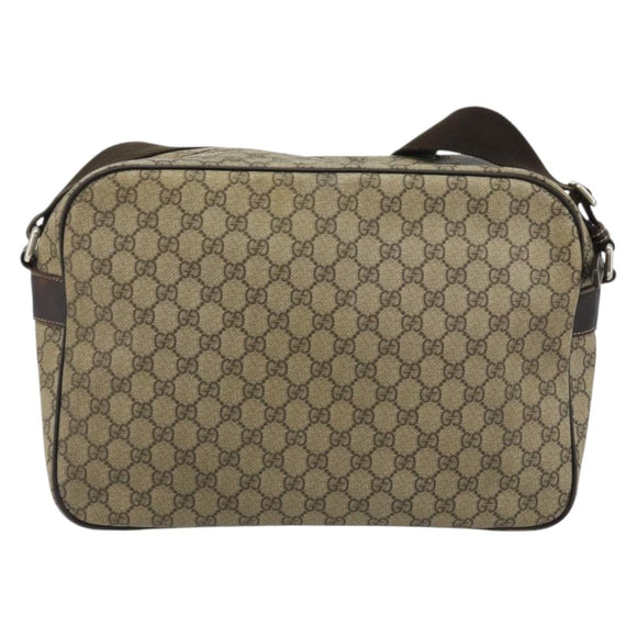 GUCCI GG Supreme Shoulder Bag PVC Beige Gold 211107 Auth BA13796A
