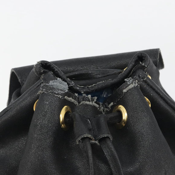 Gianni Versace Backpack Leather Black Gold Auth BA13798
