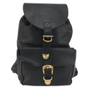 Gianni Versace Backpack Leather Black Gold Auth BA13798-2