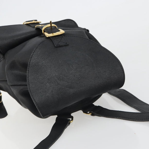 Gianni Versace Backpack Leather Black Gold Auth BA13798