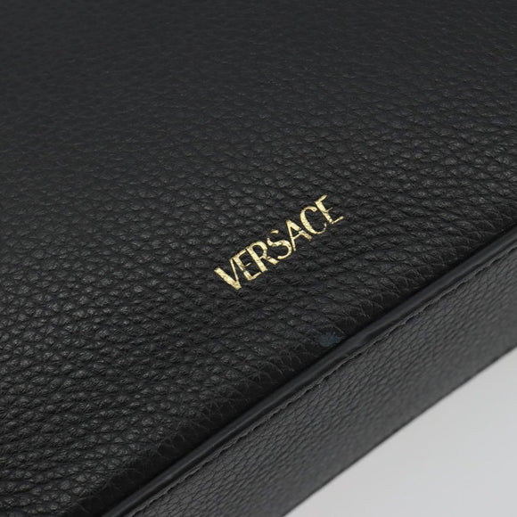 VERSACE Shoulder Bag Leather Black Gold Auth BA13799V