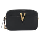 VERSACE Shoulder Bag Leather Black Gold Auth BA13799V-13