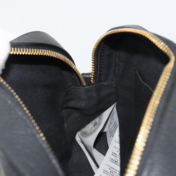 VERSACE Shoulder Bag Leather Black Gold Auth BA13799V