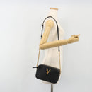 VERSACE Shoulder Bag Leather Black Gold Auth BA13799V-23