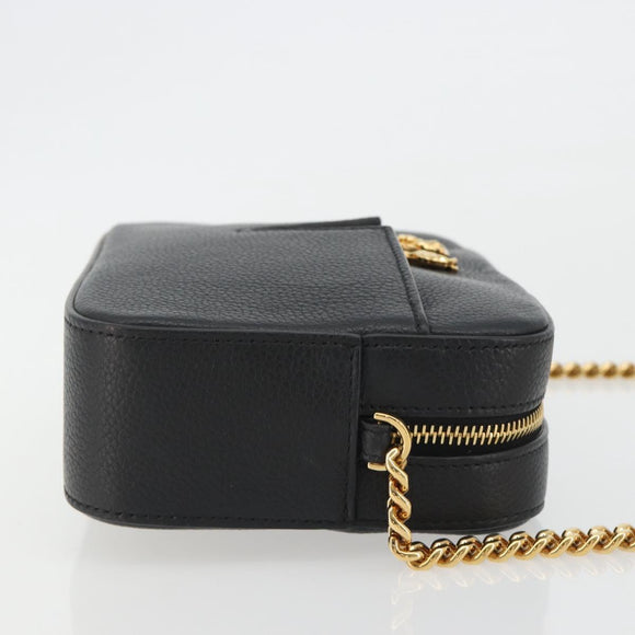 VERSACE Shoulder Bag Leather Black Gold Auth BA13799V