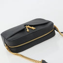 VERSACE Shoulder Bag Leather Black Gold Auth BA13799V-6