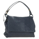 BOTTEGA VENETA INTRECCIATO Shoulder Bag Leather Navy Gold 162117 Auth BA13806V-1