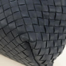 BOTTEGA VENETA INTRECCIATO Shoulder Bag Leather Navy Gold 162117 Auth BA13806V-12