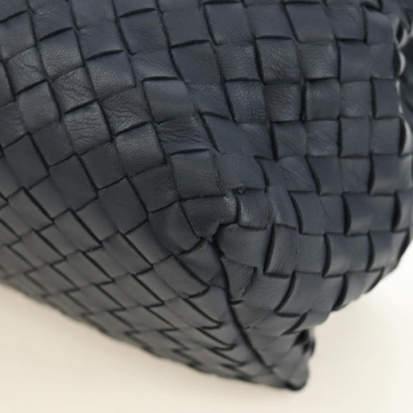 BOTTEGA VENETA INTRECCIATO Shoulder Bag Leather Navy Gold 162117 Auth BA13806V