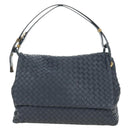 BOTTEGA VENETA INTRECCIATO Shoulder Bag Leather Navy Gold 162117 Auth BA13806V-2