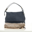 BOTTEGA VENETA INTRECCIATO Shoulder Bag Leather Navy Gold 162117 Auth BA13806V-24
