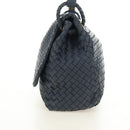 BOTTEGA VENETA INTRECCIATO Shoulder Bag Leather Navy Gold 162117 Auth BA13806V-4