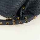 BOTTEGA VENETA INTRECCIATO Shoulder Bag Leather Navy Gold 162117 Auth BA13806V-8