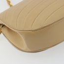 CHANEL Half Moon Chain Shoulder Bag Lamb Skin Beige Gold CC Auth BA13807A-13