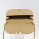 CHANEL Half Moon Chain Shoulder Bag Lamb Skin Beige Gold CC Auth BA13807A-15