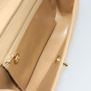 CHANEL Half Moon Chain Shoulder Bag Lamb Skin Beige Gold CC Auth BA13807A-17